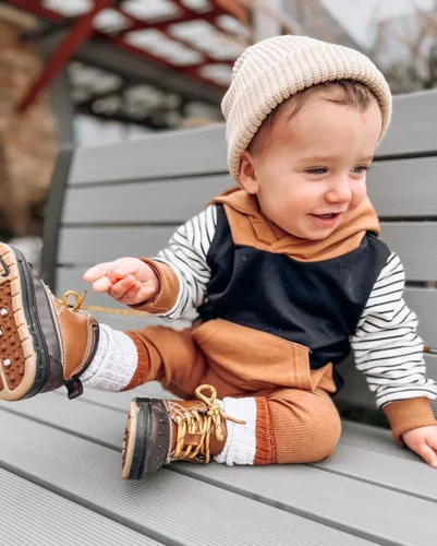 Miniatura 2 de Hoanselay Conjunto de sudadera de manga larga con capucha y pantalones de otoño e invierno para bebé niño