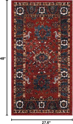 Miniatura 2 de SAFAVIEH Vintage Hamadan Collection - Alfombra de área de 2 pies 3 pulgadas x 4 pies, naranja y azul, diseño tradicional persa, no desprende pelusa