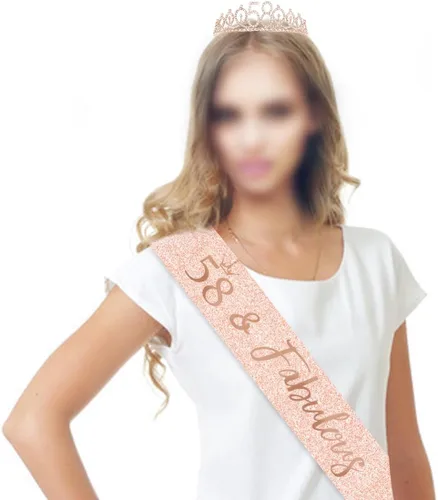 Miniatura 4 de BRT Bearingshui Tiara y banda de oro rosa para mujer, suministros de fiesta de cumpleaños número 58