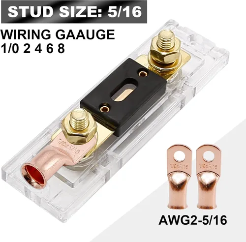 Miniatura 6 de Soporte de fusible ANL de 200 amperios de audio para automóvil, bloque de fusibles ANL calibre 0/2/4 AWG en línea con fusible de batería de 200 A
