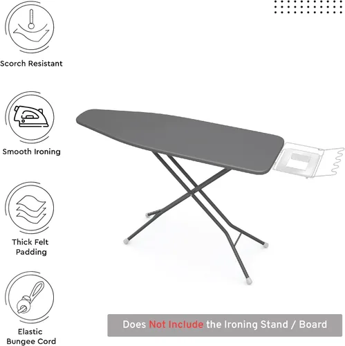 Miniatura 2 de Encasa XO Funda y Almohadilla para Tabla de Planchar 54"x15" - Cubierta de Tabla de Planchar Grande de Fieltro de 4mm con Acolchado - Resistente al