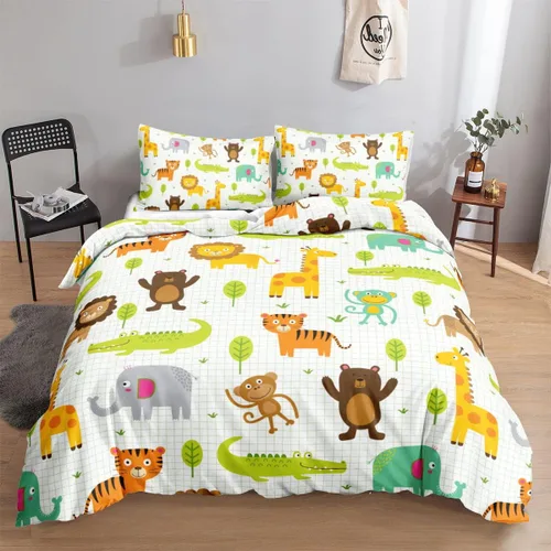 Miniatura 12 de Juego de funda de edredón para niños, camión de construcción, maquinaria, camión, excavadoras, vehículos, caricatura, tractor, juego de ropa de cama