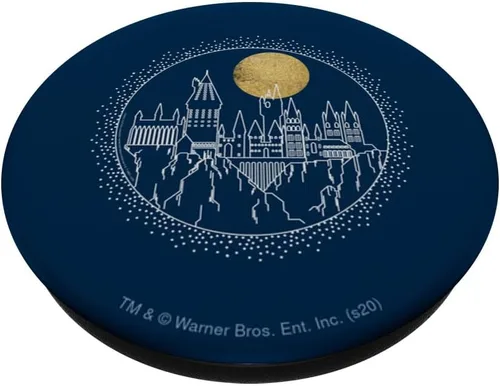 Miniatura 2 de Harry Potter Hogwarts Full Moon Line Art PopSockets agarre y soporte para teléfonos y tabletas, Negro