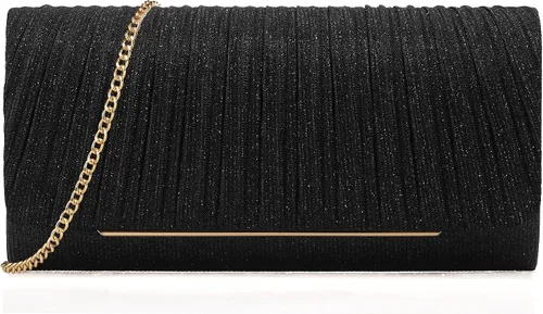 Bolso de mano de noche brillante para mujer, bolso de mano con purpurina con correa desmontable para bodas, bailes, cócteles