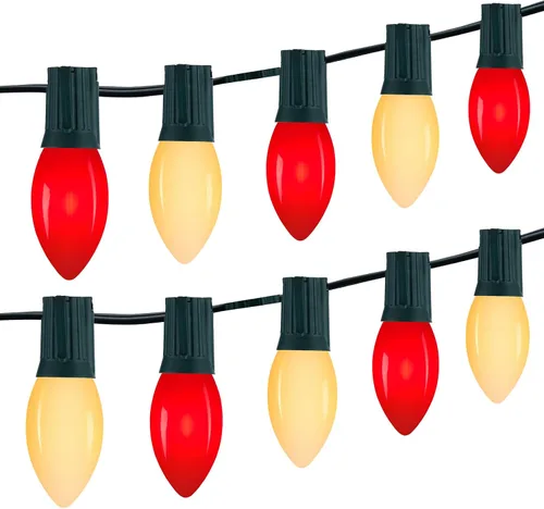 Miniatura 11 de Luces LED vintage C9 de Navidad para exteriores, luces de cadena C9 de 150 pies con 75 bombillas C9 irrompibles, luces comerciales impermeables