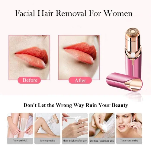Miniatura 4 de Removedor de vello facial para mujeres, como se ve en la televisión, afeitadora facial sin dolor, mini removedor de pelo, afeitadora eléctrica Rojo
