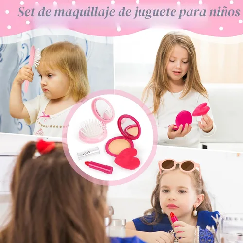 Miniatura 5 de Oisacirg Bolsa de juego para niñas pequeñas, 32 piezas bolso de niña con maquillaje de simulación para niños, juguetes de princesa incluye bolso
