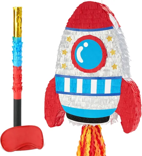 Miniatura 24 de WERNNSAI - Piñata de sirena plegable, piñata de cumpleaños con flecos que incluye cuerda para jalar, venda y bate. Decoraciones