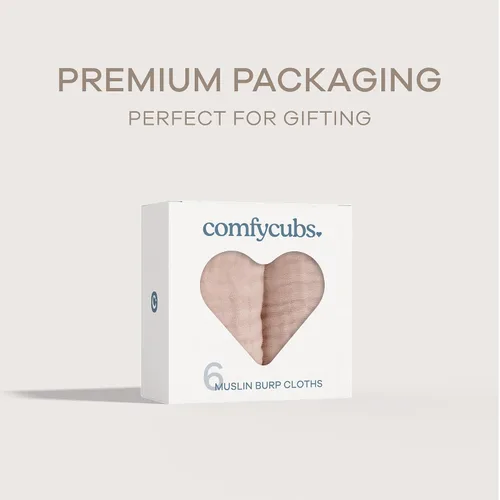 Miniatura 6 de Comfy Cubs - Paquete de 6 paños de muselina para eructos, 20 x 10 pulgadas, grandes, de 6 capas, 100 % algodón ultra absorbente para babeo