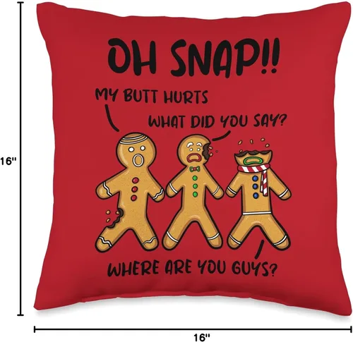 Miniatura 4 de Oh Snap Gingerbread Man Christmas Designs Oh Snap Gingerbread Man Funny Christmas Cookie My Butt Hurts - Almohada de 16 x 16 pulgadas, multicolor