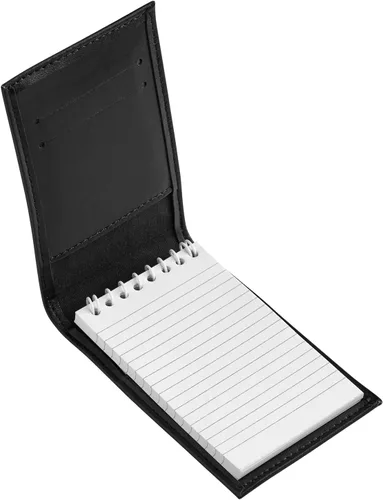 Miniatura 4 de D&K Portanotas de Cuero Negro con Tejido de Canasta para Blocs de Notas de 3x5, Cuaderno de Bolsillo Rellenable con Billetera para Aplicación