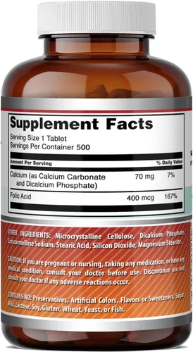 Miniatura 5 de Amazing Formulas - Ácido fólico (vitamina B9) de 400 mcg, suplemento de tabletas, sin OMG, sin gluten, fabricado en Estados Unidos