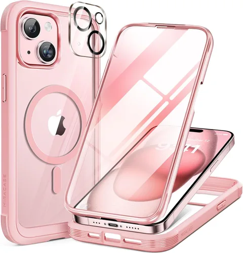 Miniatura 27 de Miracase Funda para iPhone 13 de 6.1 pulgadas, [sin burbujas] funda de teléfono de cuerpo completo con pantalla de vidrio completa integrada, sin