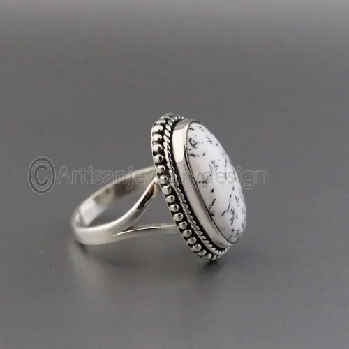 Miniatura 4 de Dendritic Agate Ring, Handmade Silver Ring, Minimalist Jewelry, Delicate Silver Ring, 925 Sterling Silver Ring, Bezel Setting Ring, Ring With Stone