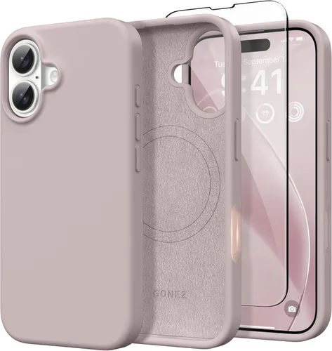 Miniatura 73 de GONEZ Funda de silicona para iPhone 14 Pro Max, compatible con MagSafe, con protector de pantalla + protector de lente de cámara, silicona líquida a