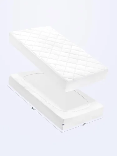 Miniatura 6 de SLEEP ZONE Protector de colchón impermeable para cuna, acolchado, ajustable, de 28 x 52 pulgadas, suave y transpirable, protector de cama infantil