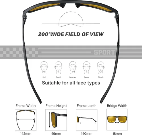 Miniatura 6 de Gafas polarizadas de conducción de visión nocturna para hombre, lentes amarillas HD, antideslumbrantes, gafas ligeras, marco de lentes