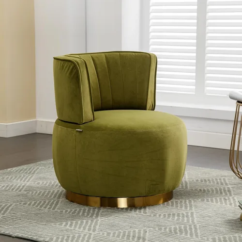 Miniatura 5 de Silla giratoria de terciopelo, sillón giratorio tapizado de 360 grados, moderno y cómodo sillón redondo para sala de estar pequeña, dormitorio