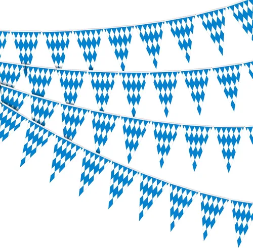 Bandera de cuadros bávaros de Oktoberfest de 118 pies, banderín bávaro grande para Oktoberfests alemanes para decoración de fiestas temáticas de