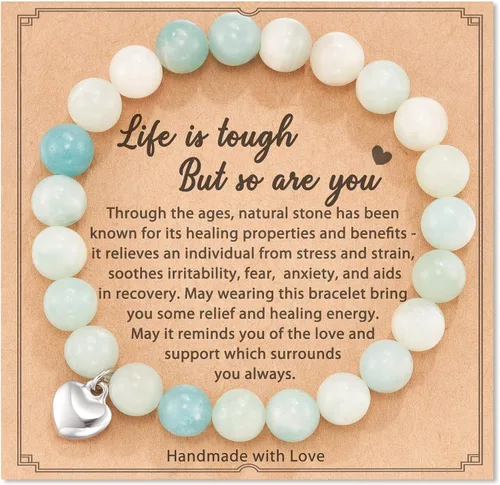 Miniatura 41 de HGDEER Regalos Get Well Soon, pulsera de amatista de piedra natural para mujeres y hombres