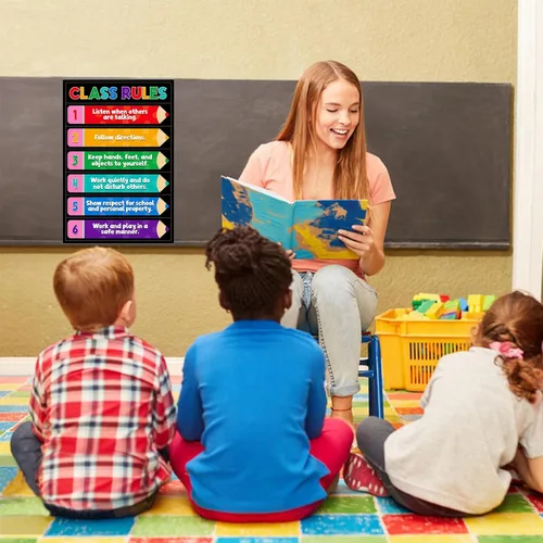 Miniatura 2 de D4DREAM Póster de reglas del aula – 11.2 x 16.5 pulgadas, colorido póster educativo para el aula, para aulas, decoración de jardín de infantes