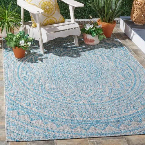 Miniatura 103 de SAFAVIEH Alfombra lavable para exteriores, colección Courtyard - Pasillo de 2.3 x 8 pies, color beige claro y marrón claro, no desprende pelusa