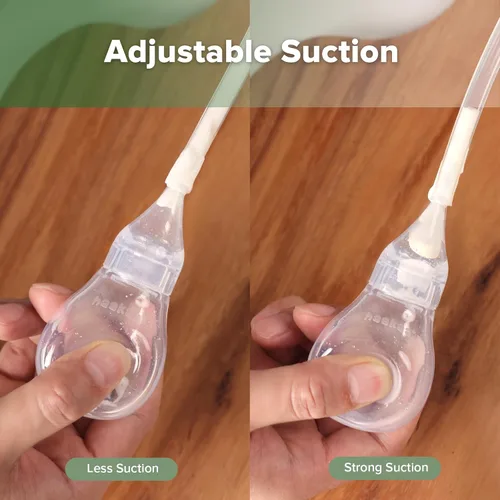 Miniatura 4 de Haakaa Aspirador nasal de silicona para bebés Jeringa de bulbo de nariz Limpiador de nariz de bebé fácil de apretar, recién nacido y niño