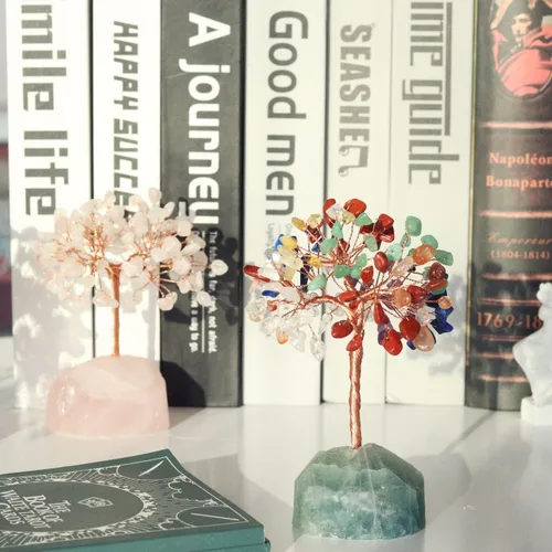 Miniatura 5 de Árbol de cristal curativo de 7 chakras, cristales naturales con base de piedra, alambre de cobre, árbol de dinero para el hogar, oficina