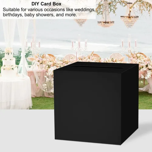 Miniatura 3 de QISOLIY Caja Negra para Tarjetas Cajas de Tarjetas de Boda para Recepción Portador de Caja de Tarjetas de Regalo Caja de Dinero para Graduaciones