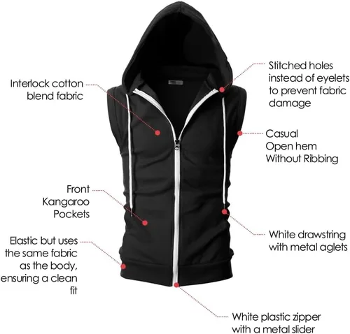 Miniatura 6 de Ohoo Sudadera con capucha para hombre, ajuste delgado, ligera, con cremallera