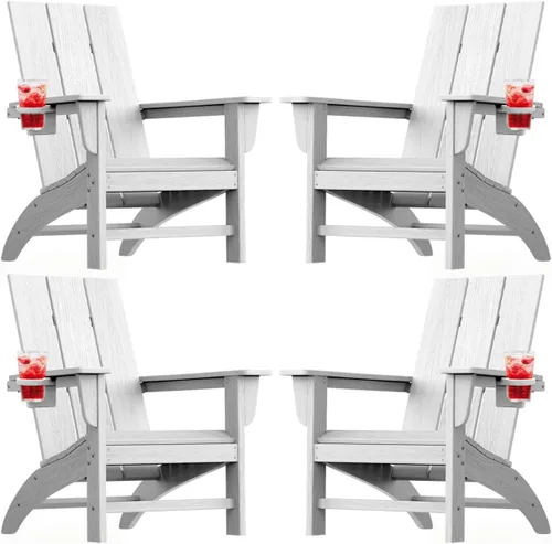 Miniatura 14 de Silla Adirondack moderna, sillas de patio de plástico HDPE para todo tipo de clima, silla para hoguera, sillas de césped al aire libre para terraza