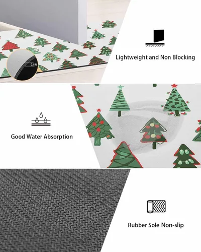 Miniatura 3 de Tapete de baño de Navidad para bañera, antideslizante, de secado rápido y absorbente, tierra de diatomeas, fregadero, dormitorio, cocina, lavable