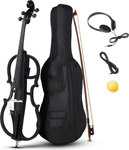 Miniatura 8 de Ktaxon 4/4 Violonchelo eléctrico de tamaño completo con scroll clásico, diapasón premium y captador sin igual, incluye bolsa acolchada de 7mm, arco