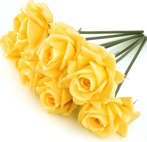 Miniatura 14 de Eyamumo 7 rosas artificiales, flores artificiales de seda sintética, flores falsas de tacto real, decoración de bricolaje para bodas, fiestas