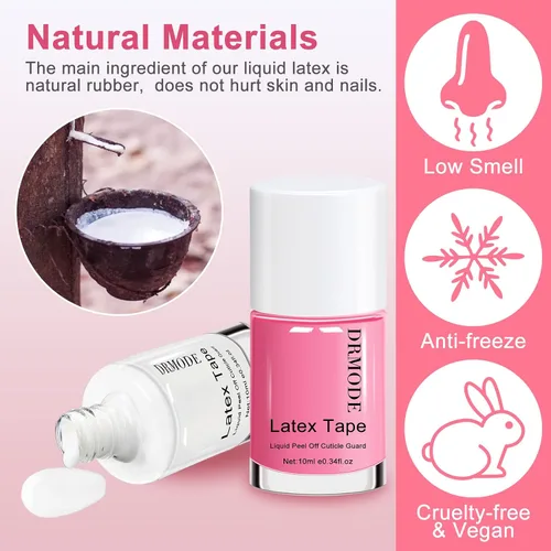 Miniatura 5 de DRMODE Látex líquido para uñas, cinta de látex para uñas, barrera de esmalte de uñas de secado rápido, protector de cutículas de uñas para estampado