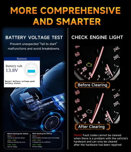 Miniatura 5 de Escáner OBD2, V880 - Lector de código de coche con luz de control del motor con reinicio, datos gráficos en vivo 4 en 1, prueba de smog I/M, escáner