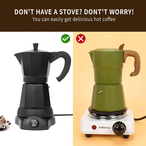 Miniatura 3 de LAOION Cafetera Espresso Maker, Máquina de Café Portátil de 6 Tazas, Cafeteras Eléctricas Modernas Portátiles de 300ml, Olla de Moka Eléctrica