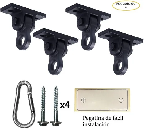 Miniatura 6 de ABUSA Colgadores de Columpio Negros de Servicio Pesado Tornillos Pernos Incluidos Capacidad de Más de 5000 lb Patio de Juegos Porche Yoga Asiento 4