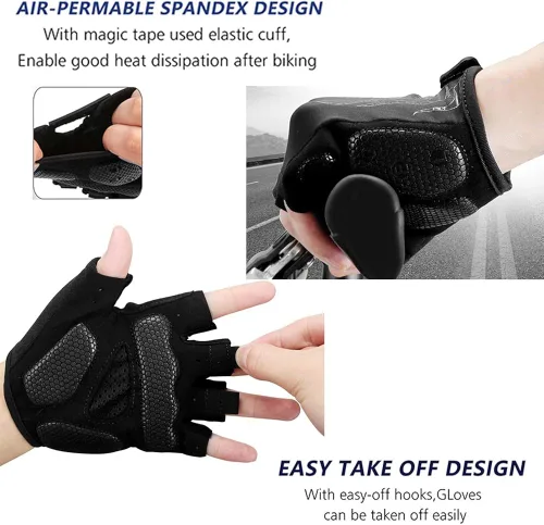 Miniatura 5 de MOREOK - Guantes para bicicleta de montaña (MTB) y ciclismo de descenso (DH), para hombres, de medio dedo, con almohadilla de gel que absorbe