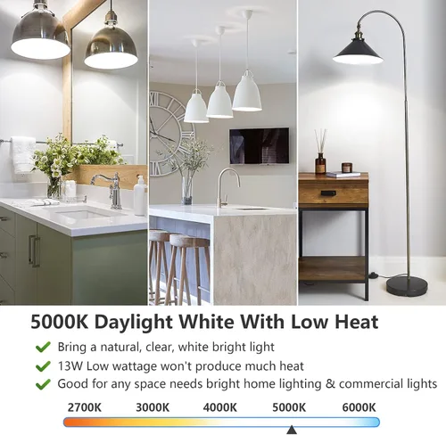 Miniatura 6 de Bombillas LED MAXvolador A19 13 W, equivalente a 100 vatios, luz blanca diurna de 5000 K, 1500 lm, base E26, no regulable, bombillas de luz blanca