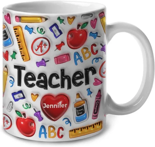 Miniatura 19 de Lotacy Regalos del profesor de arte, taza de café impresa 2D modificada para requisitos particulares del profesor de arte con su
