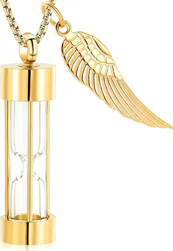 Miniatura 14 de Oinsi Eternity Memory - Collar de urna de reloj de arena para cremación, colgantes de joyería para mujeres y hombres, caja de regalo + kits