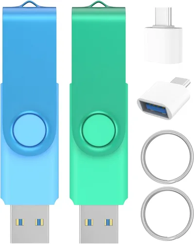 Miniatura 9 de Unidad flash USB 2.0 de 1 GB, paquete de 2 unidades de memoria Wooolken Thumb Drive con luz LED y cordones para almacenamiento y respaldo