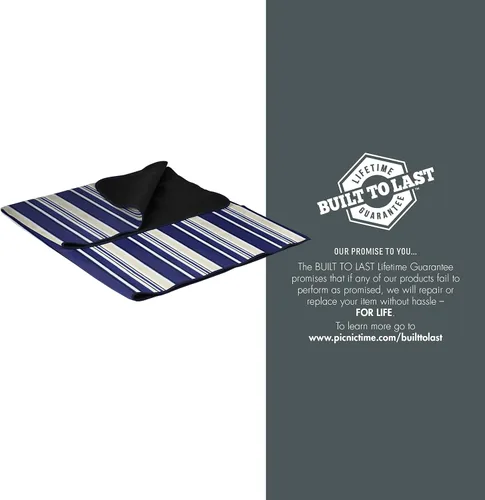 Miniatura 7 de PICNIC TIME Manta de picnic al aire libre, manta plegable de 59 x 51 pulgadas para playa y campamento con forro polar suave, parte inferior Azul