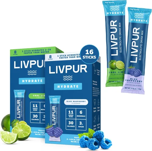 Miniatura 8 de LIVPUR - Mezcla de bebida con electrolitos, polvo de hidratación instantánea con vitamina C, B6, B12 y aminoácidos esenciales para apoyo muscular