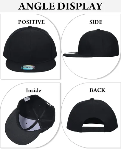 Miniatura 4 de 15 Pack Snapback Hats for Men Hip Hop Style Hats Solid Baseball Hats Adjustable Snapback Cap Flat Brim Baseball Caps