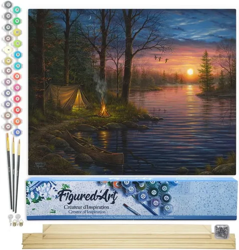 Miniatura 113 de Figured'Art - Juego de pintura por números, lienzo enrollado sin marco, para manualidades, para adultos, 16 x 20 pulgadas, jarrón de peonías