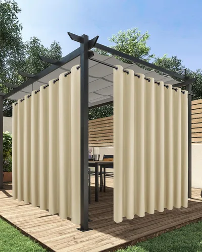 Miniatura 18 de HolidayIdeas Cortinas impermeables para patio, 4 paneles, 54 x 84 pulgadas, protección de privacidad y filtrado de luz, cortinas exteriores con Negro