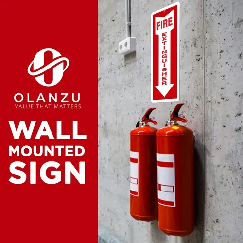 Miniatura 6 de OLANZU Señales de extintor de incendios para empresas, paquete de 5, letrero de metal para extintor de incendios de 4 x 12 pulgadas, de aluminio