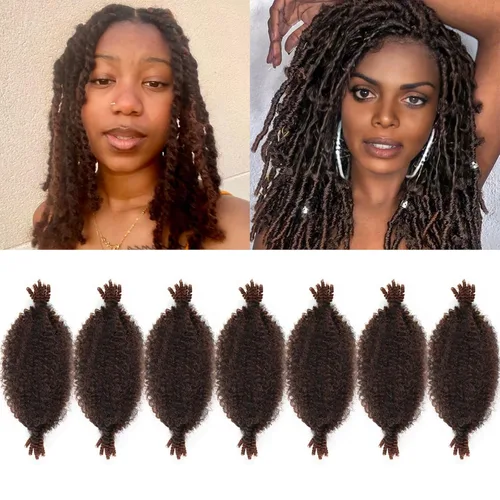 Miniatura 75 de 3 paquetes de cabello trenzado Marley Twist de 8 pulgadas, cabello afro twist elástico preseparado para rastas suaves de imitación, cabello